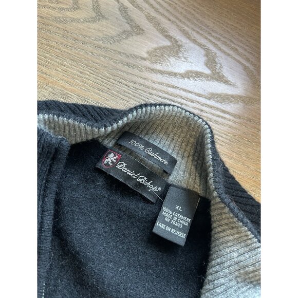 Vintage 90s Soft Cashmere Lightweight 1/2 Zip Sweater Black - Picture 4 of 7